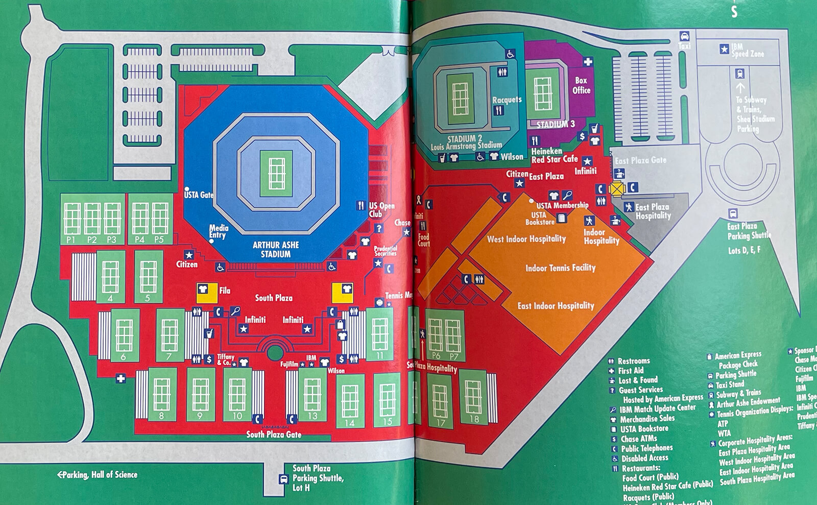 パンフレットより引用：US OPEN 1998の会場案内図