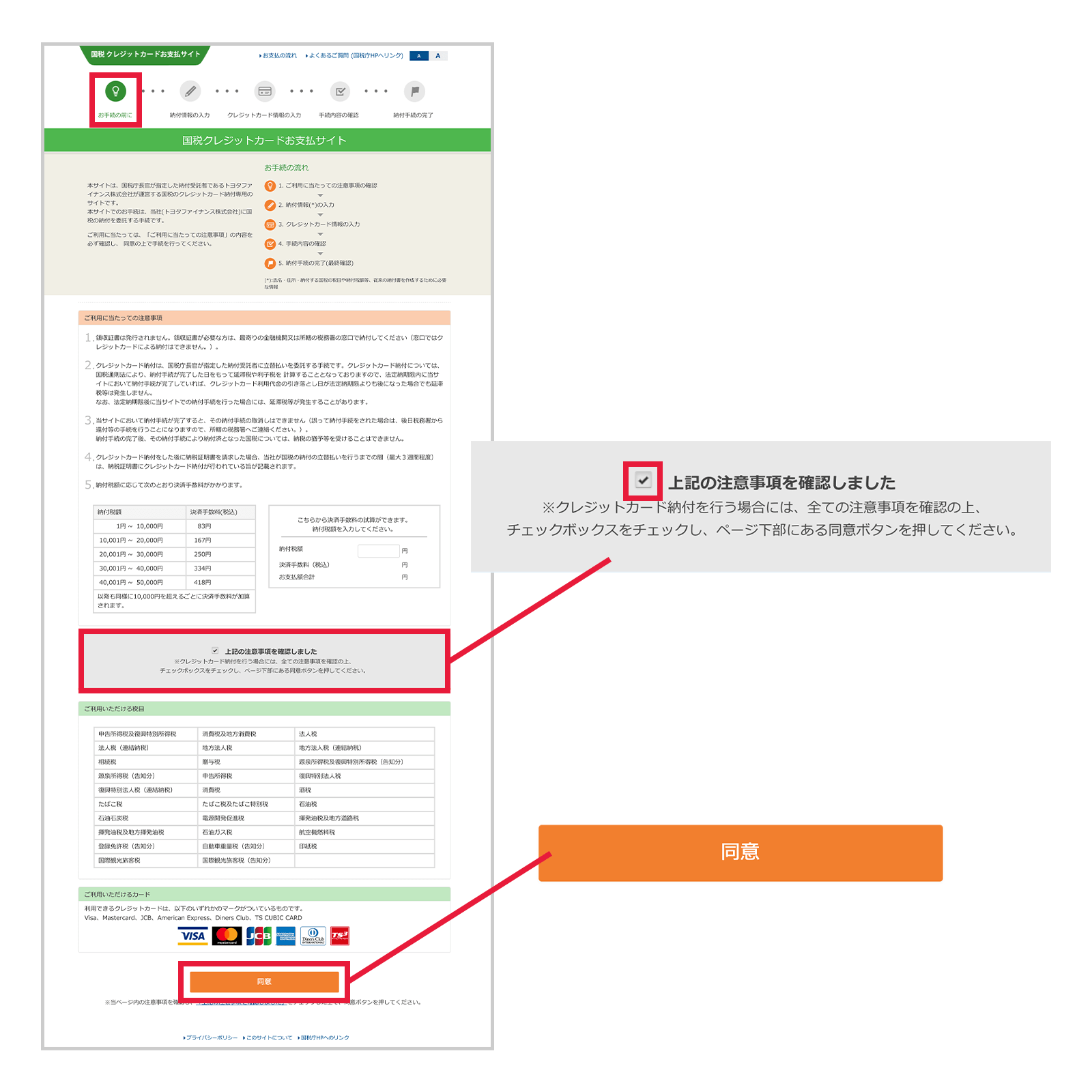 クレジットカード納付の入力画面01