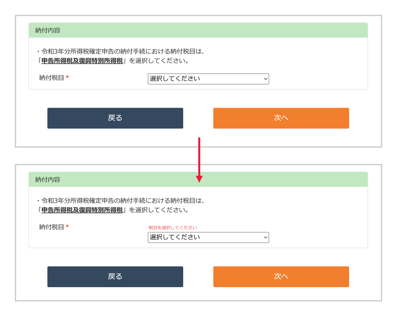 クレジットカード納付の入力画面03