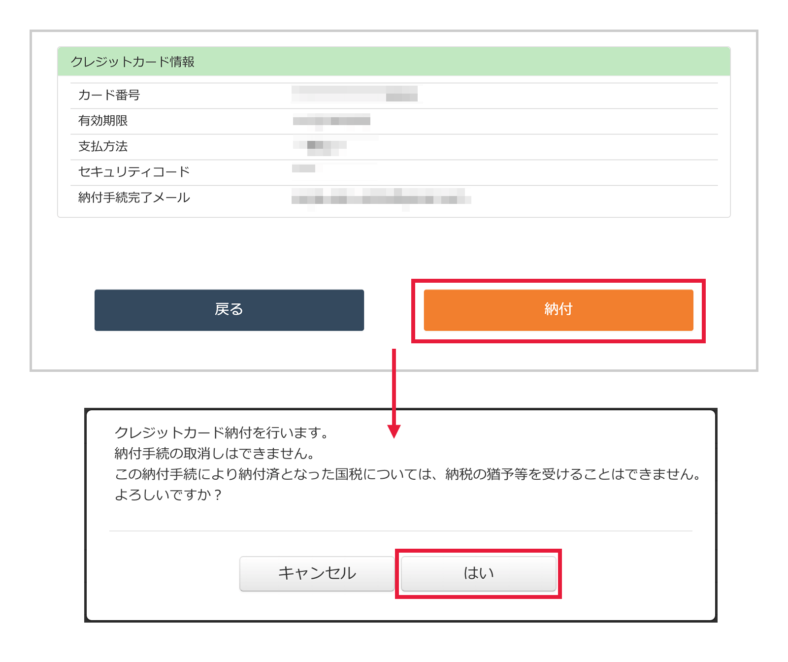 クレジットカード納付の入力画面05