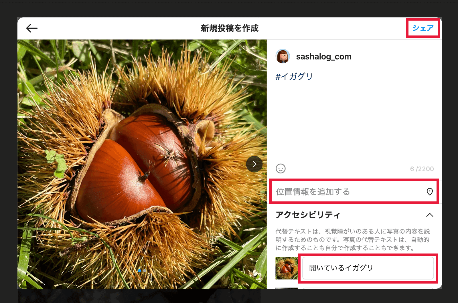 パソコンでインスタグラムに投稿する設定画面11